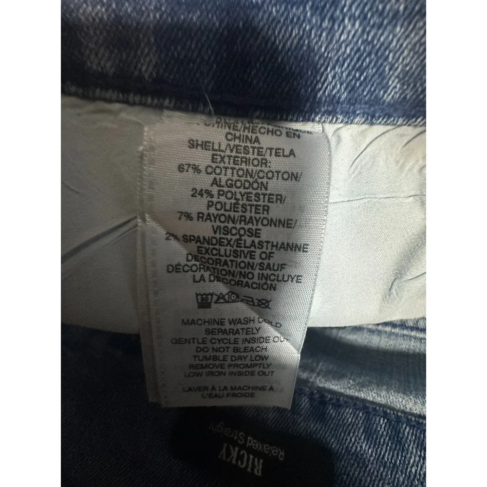 True Religion Ricky Relaxed Straight Jeans Mens 34 Stretch Flap‎ Pockets Blue